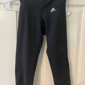 Adidas Black Performance Leggings with Iconic Stripes